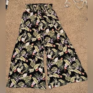 Floral stretch waist palazzo pants